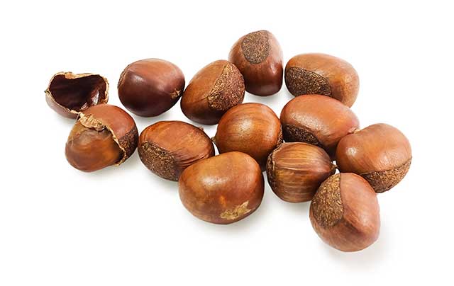 Calorie content European chestnut, not peeled, raw. Chemical composition and nutritional value.