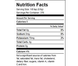 Kalorijų kiekis Maisto kepimo milteliai, kepimo milteliai (pakeičiantys mieles), dvigubo veikimo, natris, aliuminio sulfatas (E-520). Cheminė sudėtis ir maistinė vertė.
