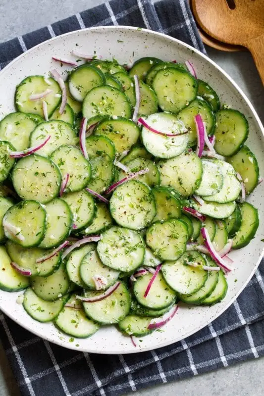 Calorie content Fresh cucumber salad 1-60. Chemical composition and nutritional value.