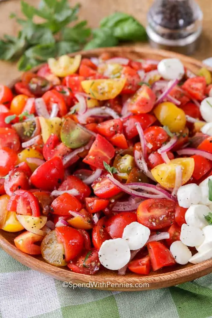 Calorie content Fresh tomato salad 1-62. Chemical composition and nutritional value.