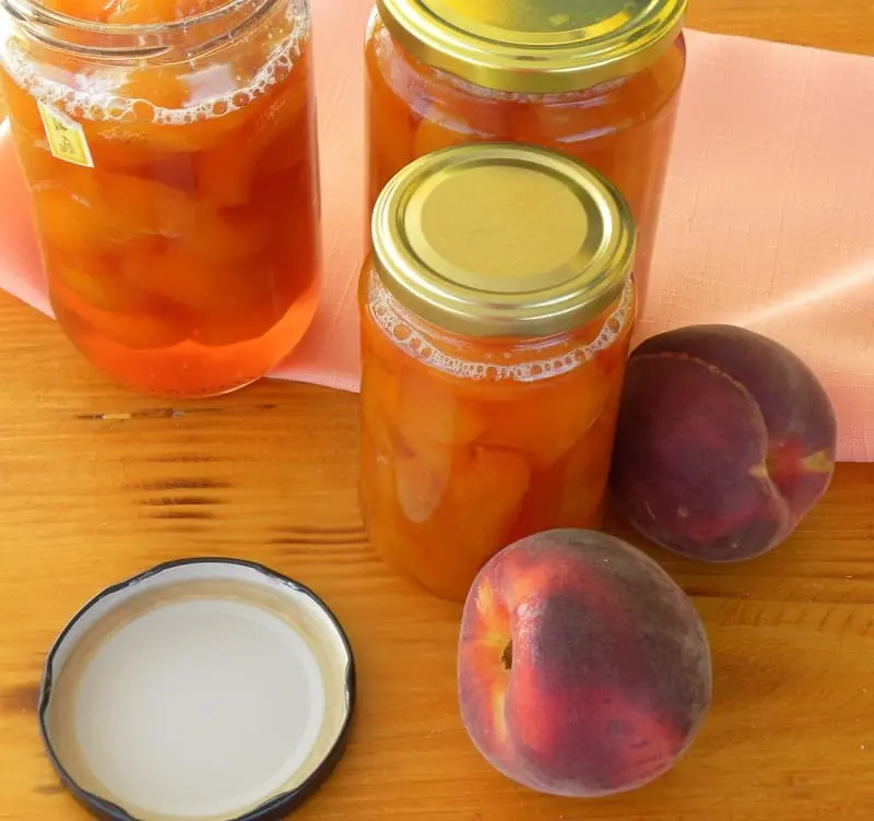 Calorie content Peach compote. Canned food. Chemical composition and nutritional value.