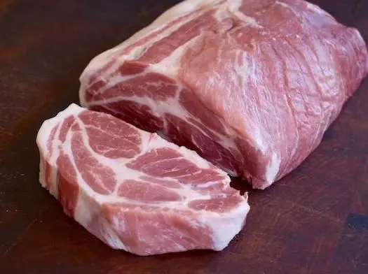 Calorie content Pork, boneless shoulder loin, lean meat. Chemical composition and nutritional value.