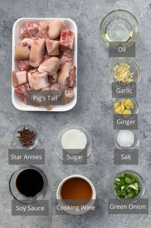 Calorie content Pork tail, boiled over low heat. Chemical composition and nutritional value.