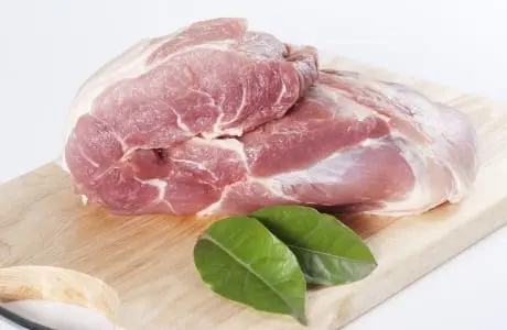 Calorie content Pork, top leg, lean meat, baked. Chemical composition and nutritional value.