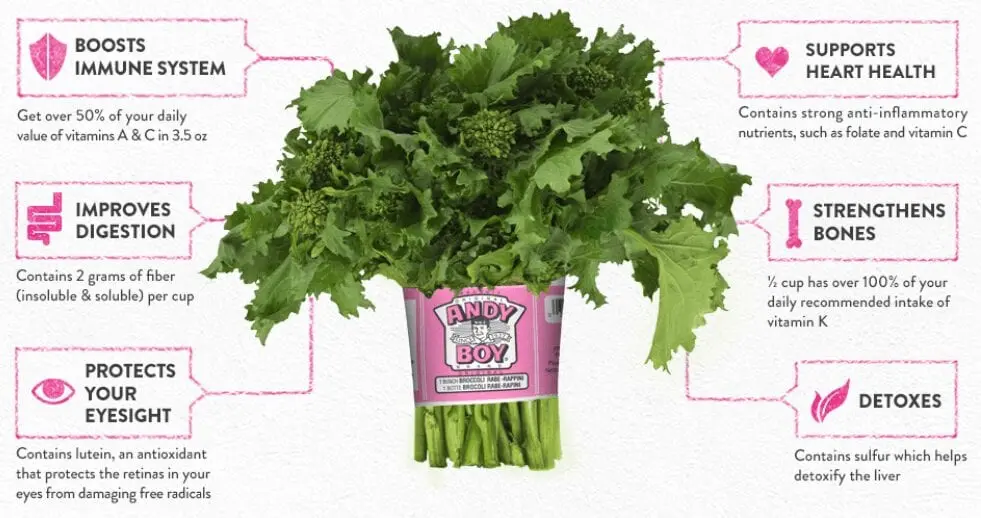 Calorie content Rapini (broccoli raab). Chemical composition and nutritional value.