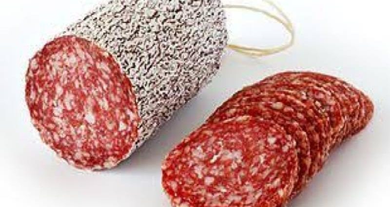 Calories Salami, dry or hard, pork, beef. Chemical composition and nutritional value.