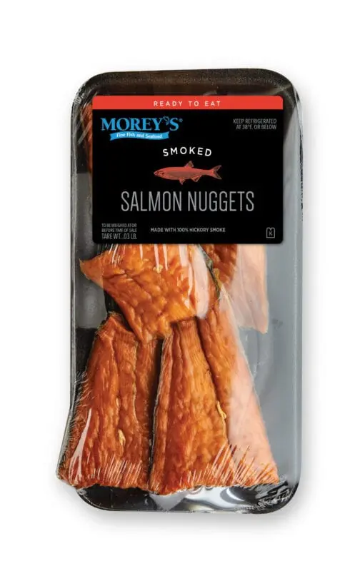 Calorie content Salmon, nuggets, ready to eat, unheated. Chemical composition and nutritional value.