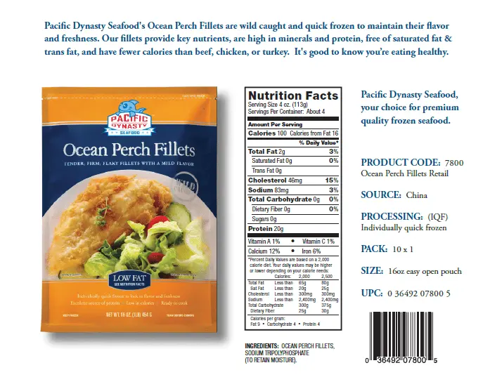 Calorie content Sea perch, Pacific beak. Chemical composition and nutritional value.