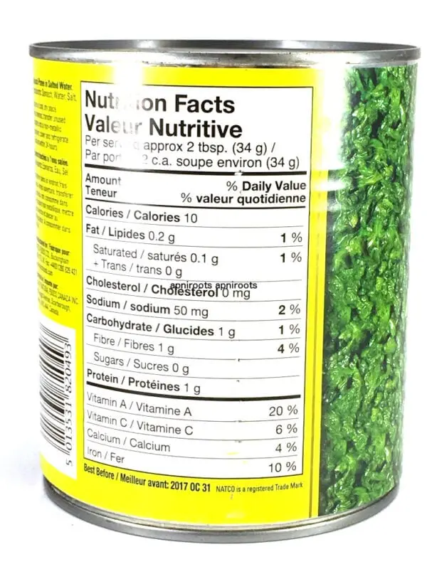 Calorie content Spinach puree. Canned food. Chemical composition and nutritional value.