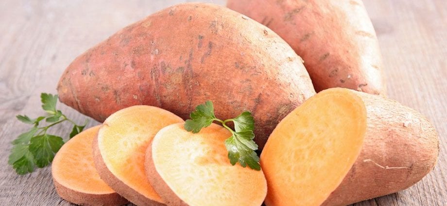 Calorie content Sweet potato, sweet potatoes baked in peel, without salt. Chemical composition and nutritional value.