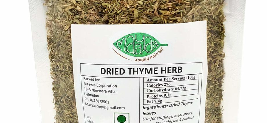 Calorie content Thyme, dried. Chemical composition and nutritional value.