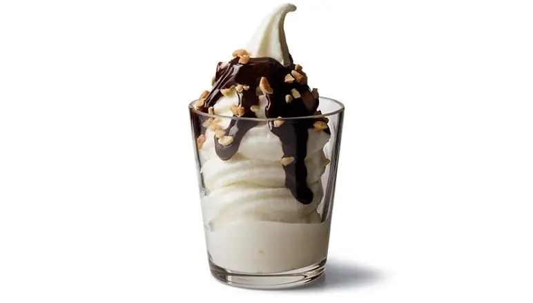 Calorie Fast food, hot fudge ice cream. Chemical composition and nutritional value.