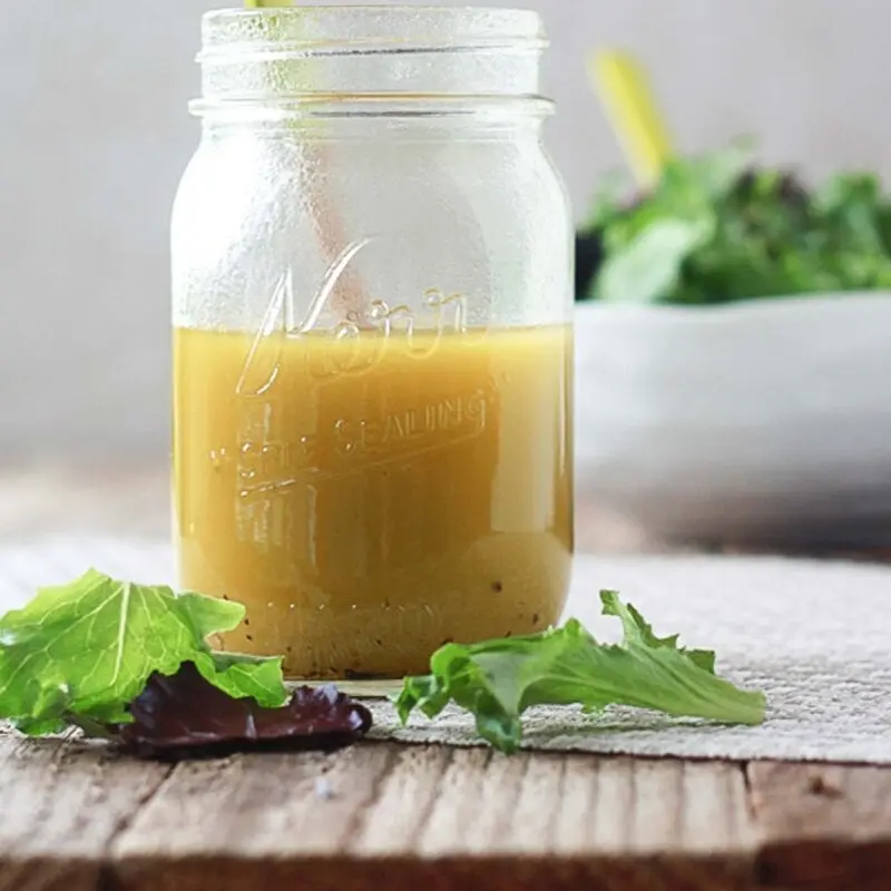 Calorie Homemade vinegar and oil salad dressing. Chemical composition and nutritional value.