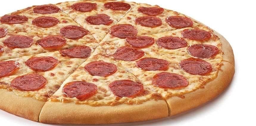 Calorie LITTLE CAESARS, Pepperoni Pizza บนเปลือกแข็งขนาดใหญ่ 14 “. องค์ประกอบทางเคมีและคุณค่าทางโภชนาการ
