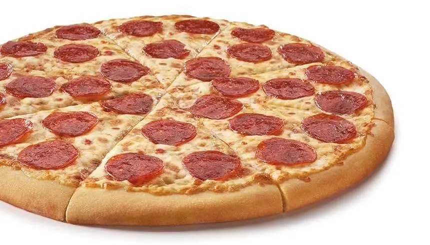 Calorie LITTLE CAESARS, Pepperoni Pizza, on a large frozen crust, 14 &#8220;. Chemical composition and nutritional value.