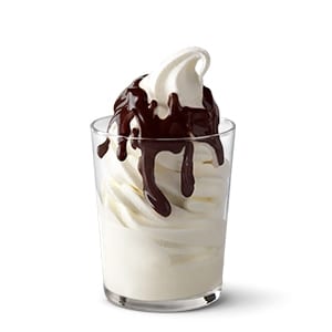 Calorie McDONALD&#8217;S, hot fudge ice cream. Chemical composition and nutritional value.