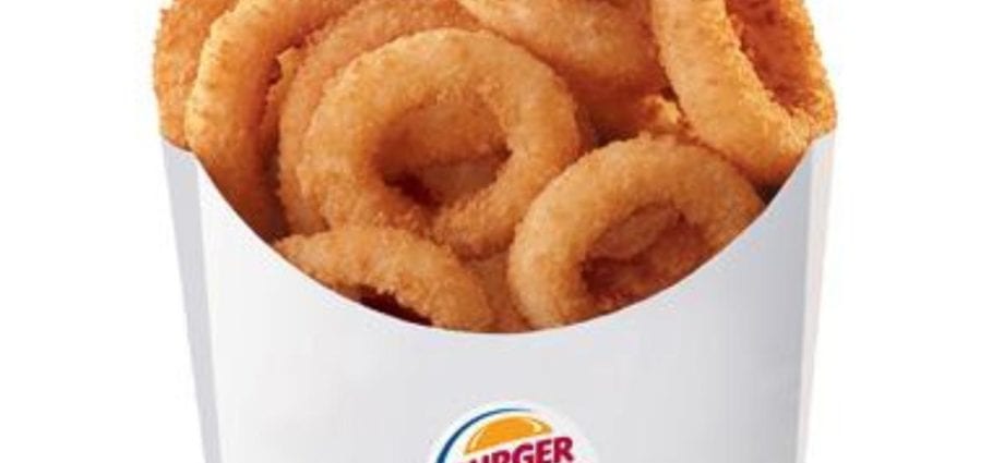 Calorie Onion rings, fried in breadcrumbs, frozen, baked in the oven. Chemical composition and nutritional value.