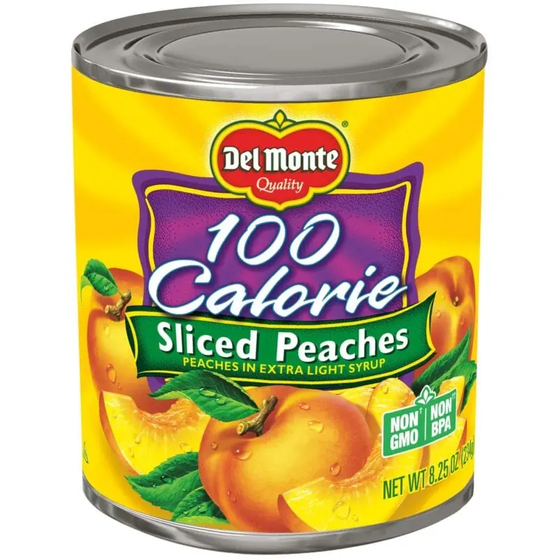 Calorie Peaches, canned in extra light syrup. Chemical composition and nutritional value.