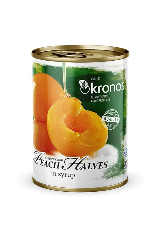 Calorie Peaches, canned in rich syrup, seasoned. Chemical composition and nutritional value.