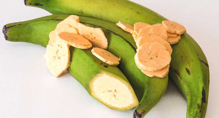 Calorie Plantane (vegetable banana) green, boiled. Chemical composition and nutritional value.