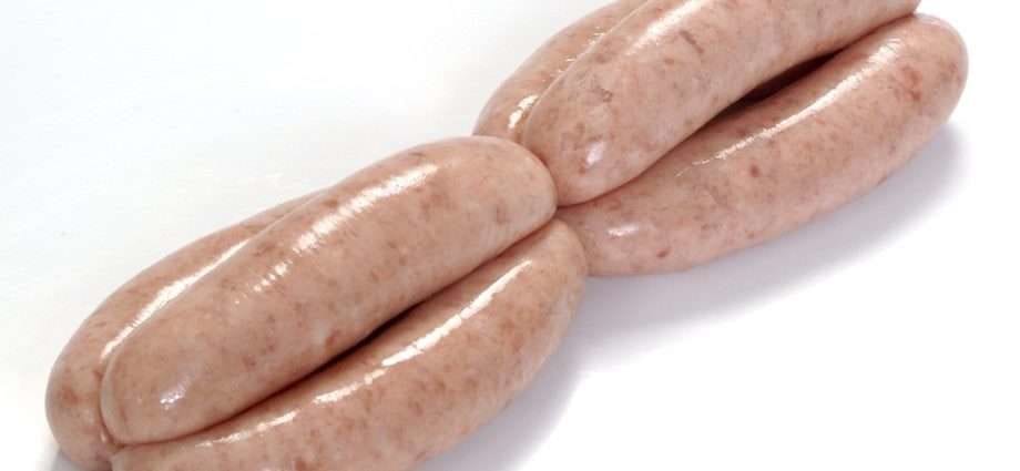 Calorie Pork sausages. Chemical composition and nutritional value.