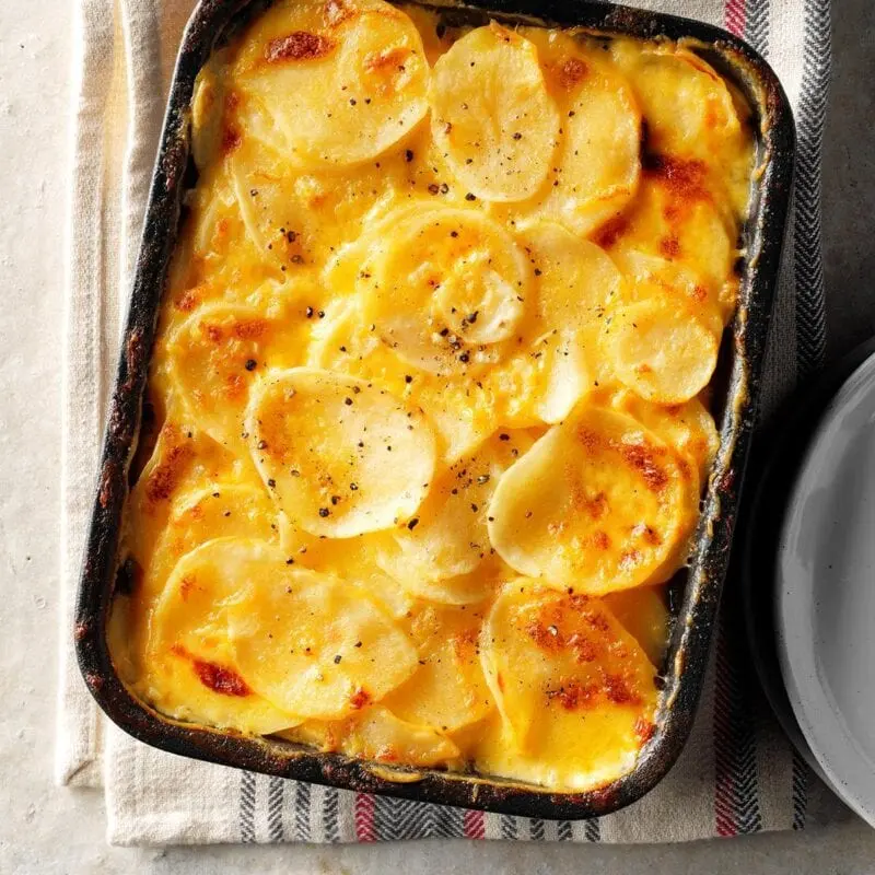 Calorie Potato gratin, homemade recipe with the addition of margarine. Chemical composition and nutritional value.
