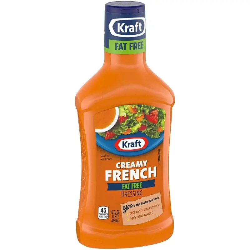 Calorie Salad dressing, French, no salt, purchased. Chemical composition and nutritional value.