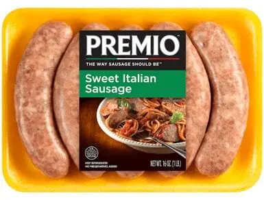 Calorie Sausage, Italian, sweet, sausages or sausages. Chemical composition and nutritional value.