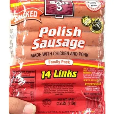 Calorie Sausage, Polish, beef with chicken, spicy. Chemical composition and nutritional value.