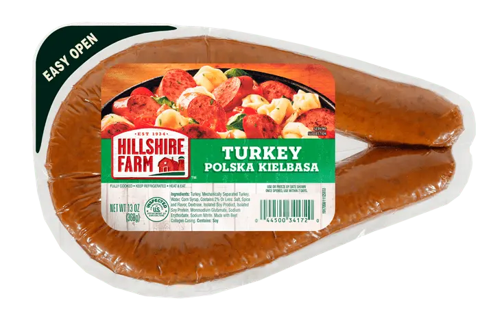 Calorie Sausage, Polish, from turkey and beef, smoked. Chemical composition and nutritional value.