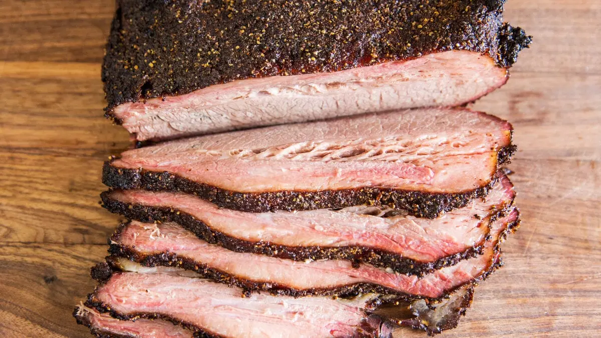 Calorie Smoked-baked brisket (pork). Chemical composition and nutritional value.