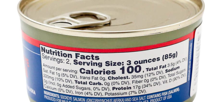 Calorie sockeye salmon, canned without bones, (Alaska). Chemical composition and nutritional value.