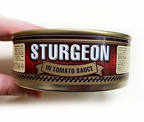 Calorie Sturgeon in tomato sauce. Canned food. Chemical composition and nutritional value.