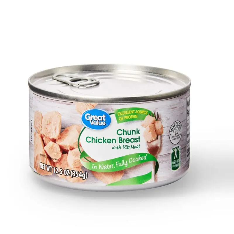 Calorie Chicken, canned, meat only, dry product. Chemical composition and nutritional value.