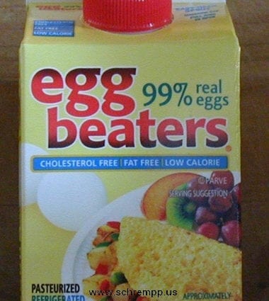 Calories Egg substitute, liquid or frozen, fat-free. Chemical composition and nutritional value.