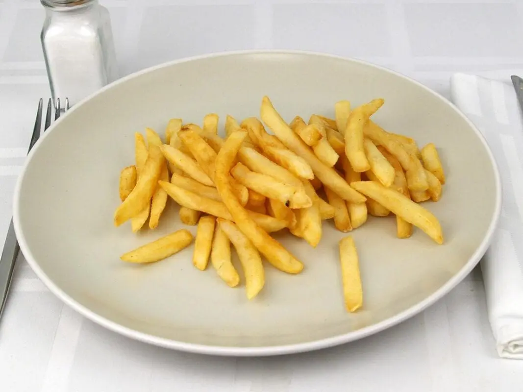 Calories French fries, with salt added during frying, frozen, before cooking (raw). Chemical composition and nutritional value.