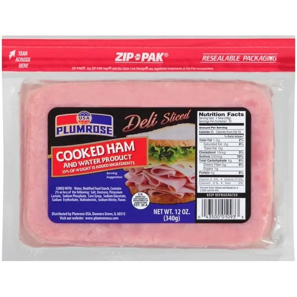 Calorie Ham cooked with water (more than 10%), sliced ​​on the bone, lean meat, fried in a pan. Chemical composition and nutritional value.