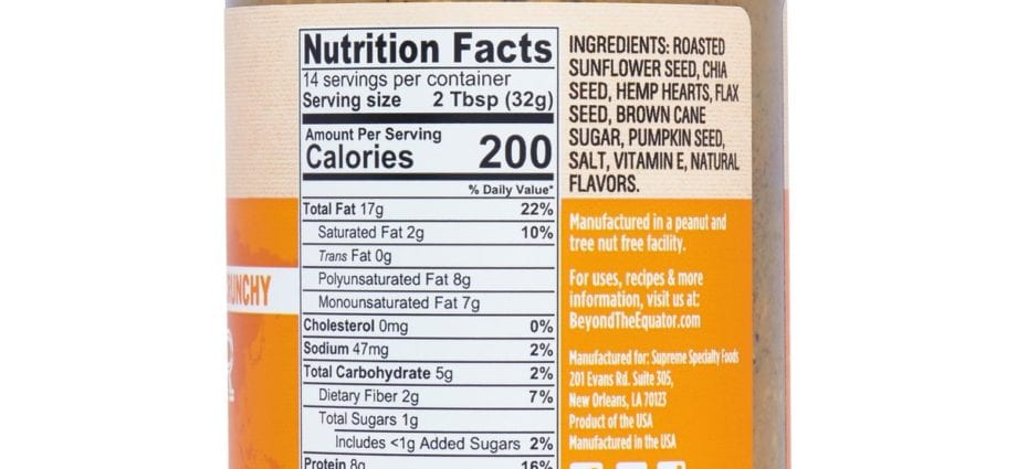 Calories Sunflower seed paste with salt. Chemical composition and nutritional value.