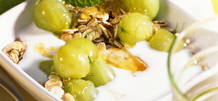 Рецепта от цариградско грозде с кефир. Калория, химичен състав и хранителна стойност.