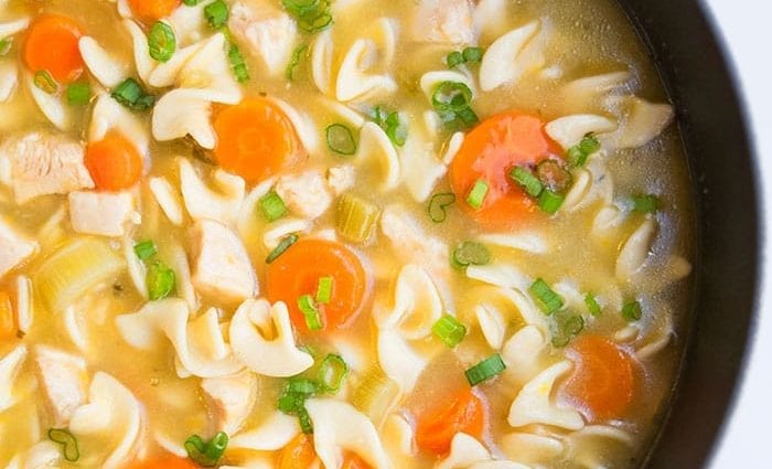 Homemade noodle soup recipe. Calorie, chemical composition and nutritional value.