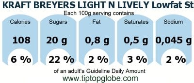 KRAFT BREYERS LIGHT N &#8216;LIVELY Strawberry Yogurt 1% Low Fat