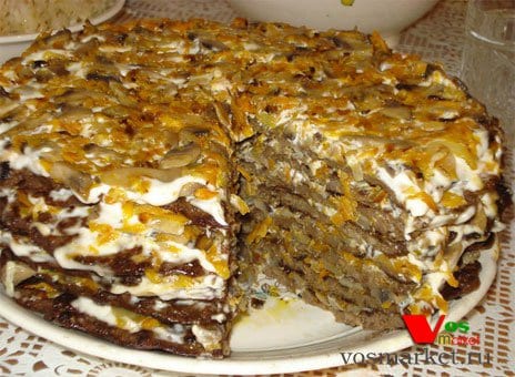 Liver cake recipe. Calorie, chemical composition and nutritional value.