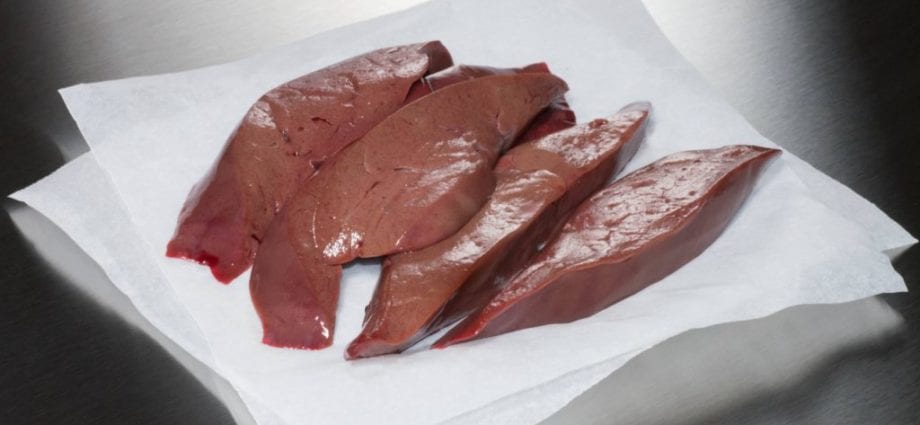 Liver of lamb, fried in a pan