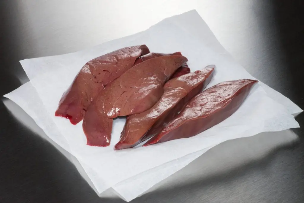 Liver of lamb, fried in a pan