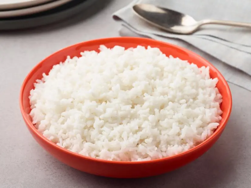 Long grain white rice cooked without salt