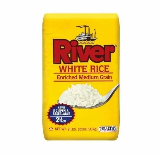 Medium white rice, fortified, cooked