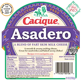 Mexican cheese, queso asadero, mdzh 45% dry in-ve