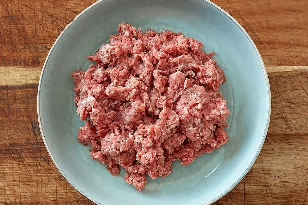 Minced deer meat (DOE), fried in a pan