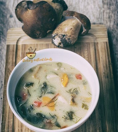 Mushroom borscht recipe. Calorie, chemical composition and nutritional value.