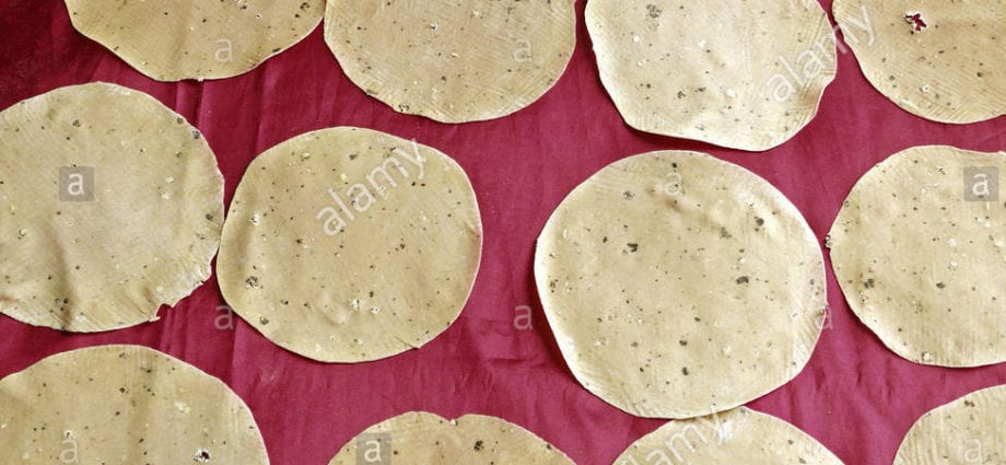 Papadam, thin cake made of lentil flour